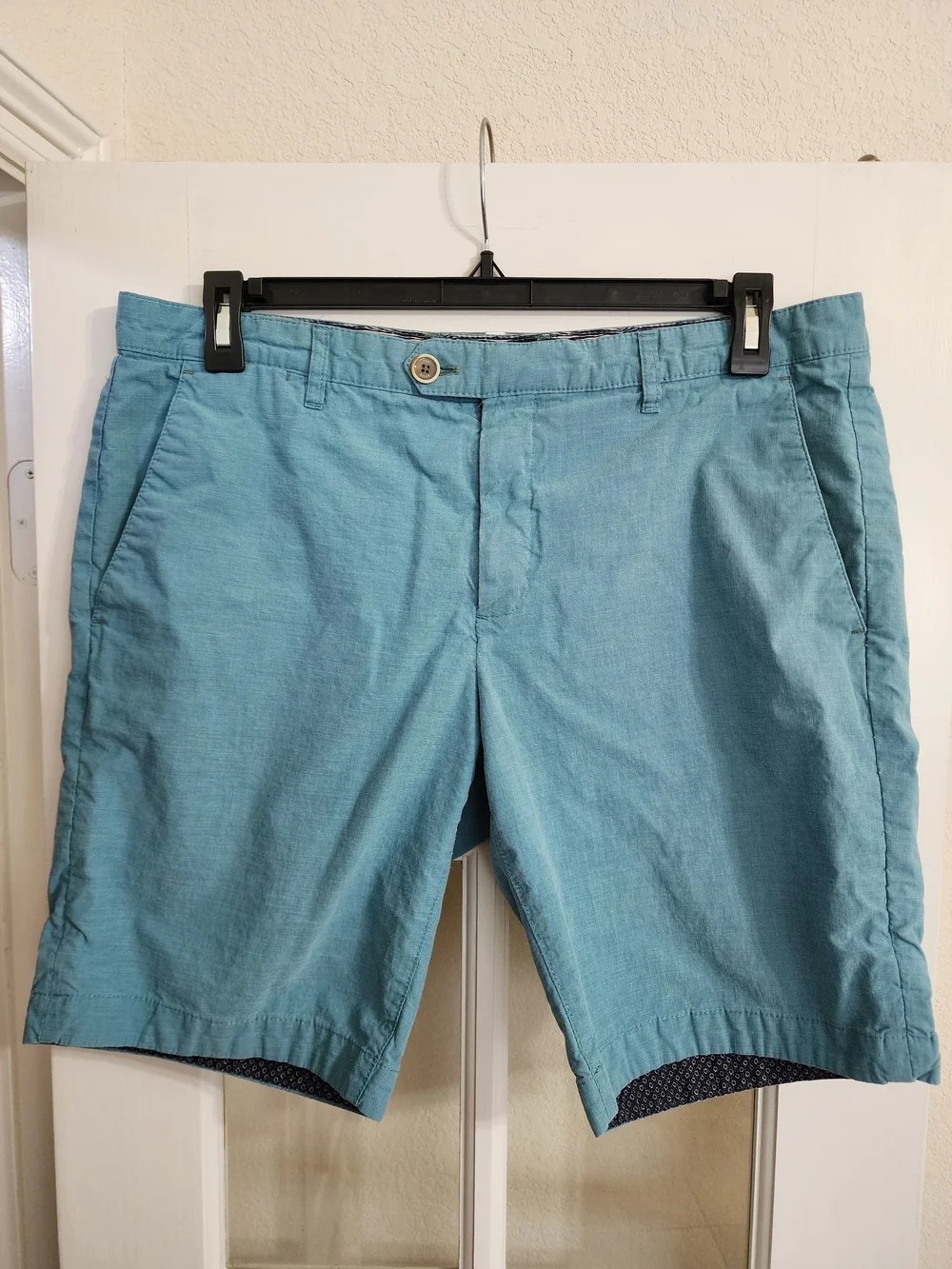 Ted Baker London Men's 36R Aqua Blue Cotton Chino Shorts